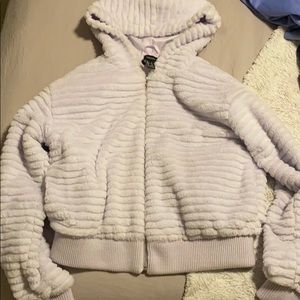 Fuzzy Lilac Bomber Jacket